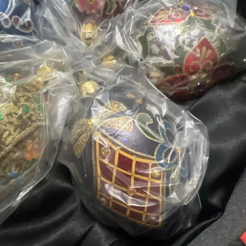 Joan Rivers Classics Collection Box Of 5 Jeweled Egg Shaped Christmas Ornaments
